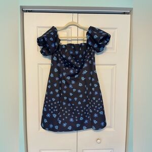 ASOS BNWT Navy Blue Puff-Sleeve Floral Dress